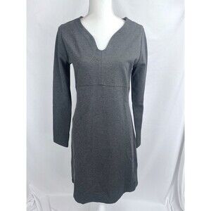 Royal Robbins SMALL Geneva Ponte Dress Gray Ashpalt Heather Long Sleeve